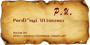 Perényi Ulisszesz névjegykártya